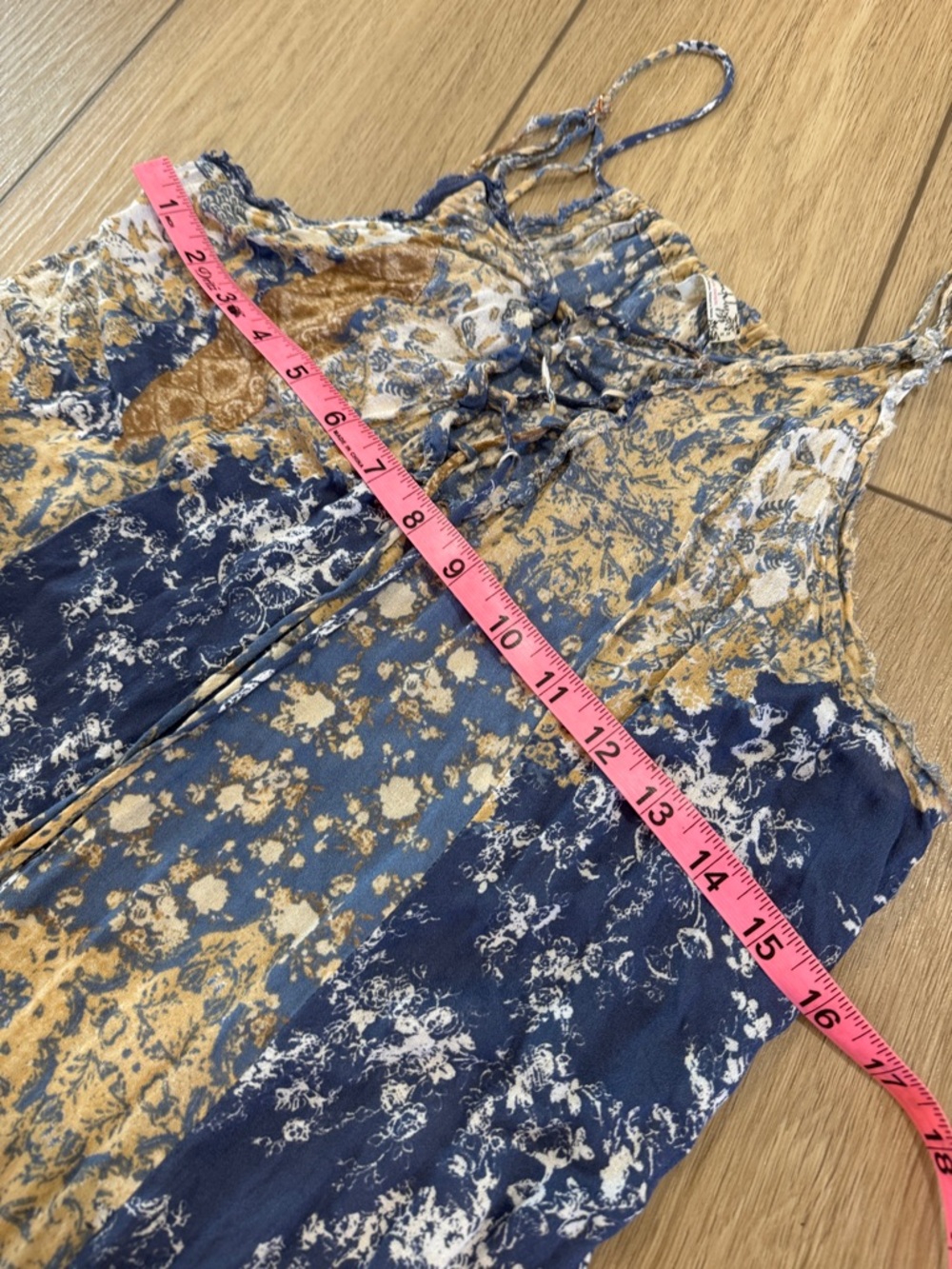 Free People intimately Work of Art Printed Maxi Dress Sz M patchwork boho fringe - Picture 5 of 12